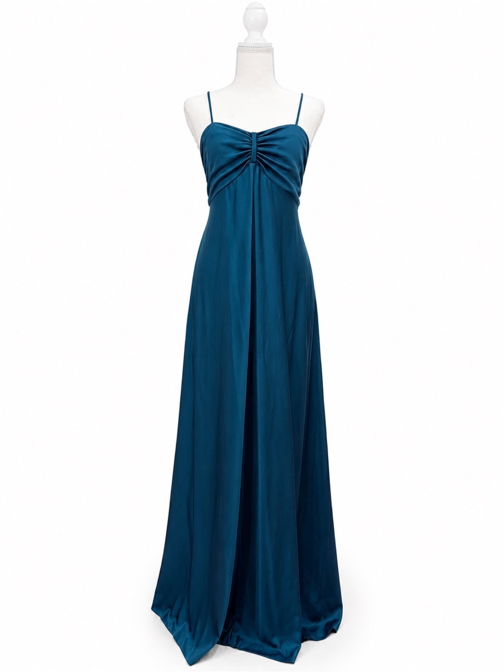 Vintage Peacock Blue Empire Waist Maxi Dress M